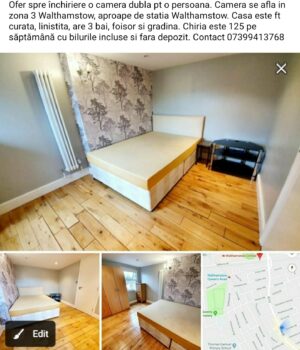 Ofer camere duble in zonele Barking, Manor Park si Walthamstow